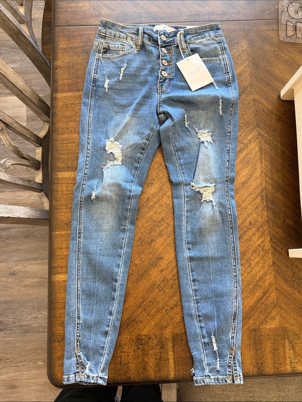 Kancan Womens High Rise Ankle Skinny Jeans Destroyed  Sz 3 25 NWT
